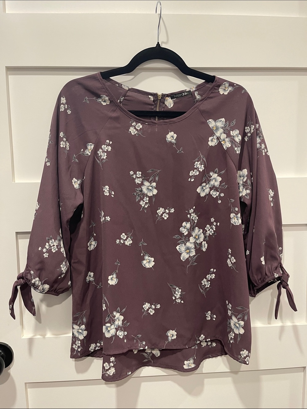 Papermoon Mauve Floral Tie-Sleeve Blouse